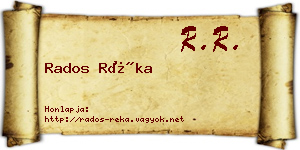 Rados Réka névjegykártya